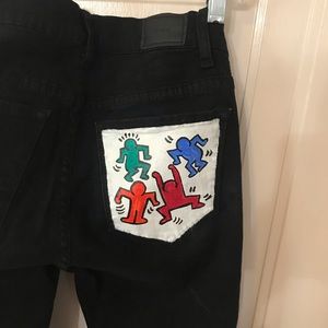 Hand painted Keith Haring style BDG skinny jeans